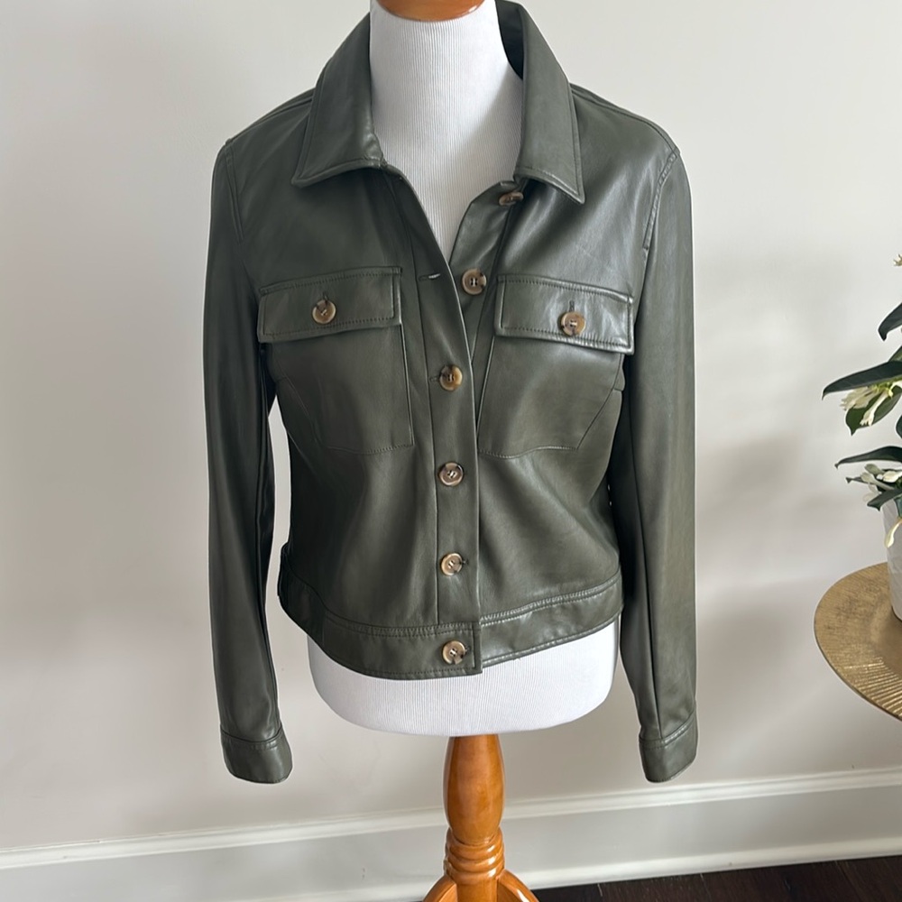 Bagatelle Olive Green Faux Leather Jacket M